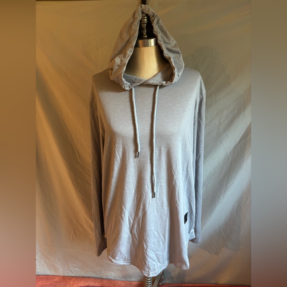Gray Hooded Long Sleeve Top